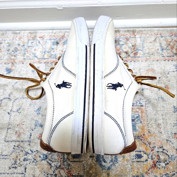 Polo Vaughn by Ralph Lauren Canvas Leather Upper White Sneakers Men's Size 11D. - Picture 6 of 9